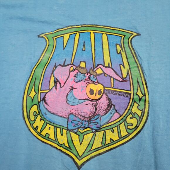 RARE Vintage 1973 Roach Studios "Male Chauvinist" T-Shirt Mens Small - Picture 2 of 14